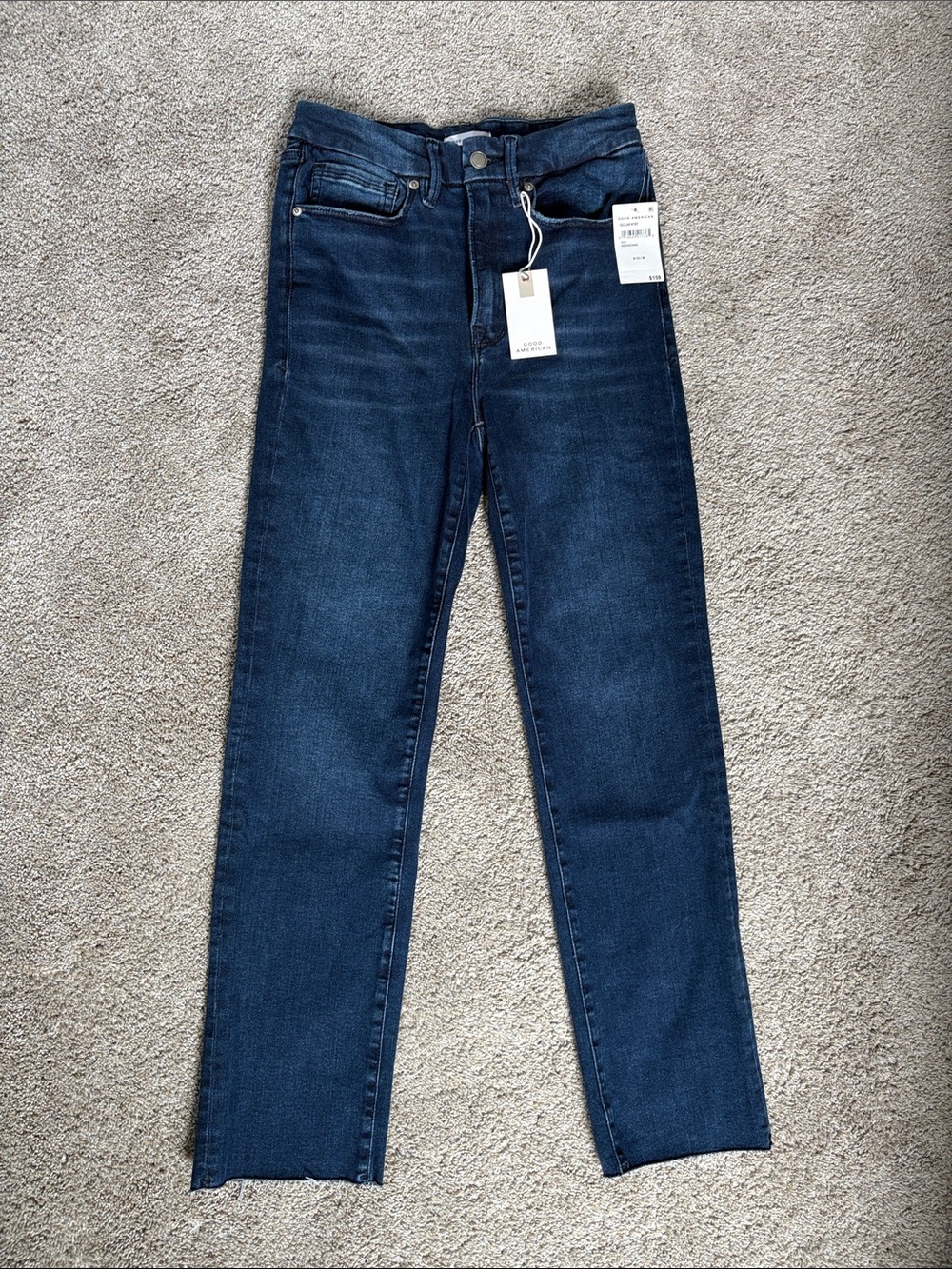 Good American Dark Blue Straight Leg Jeans